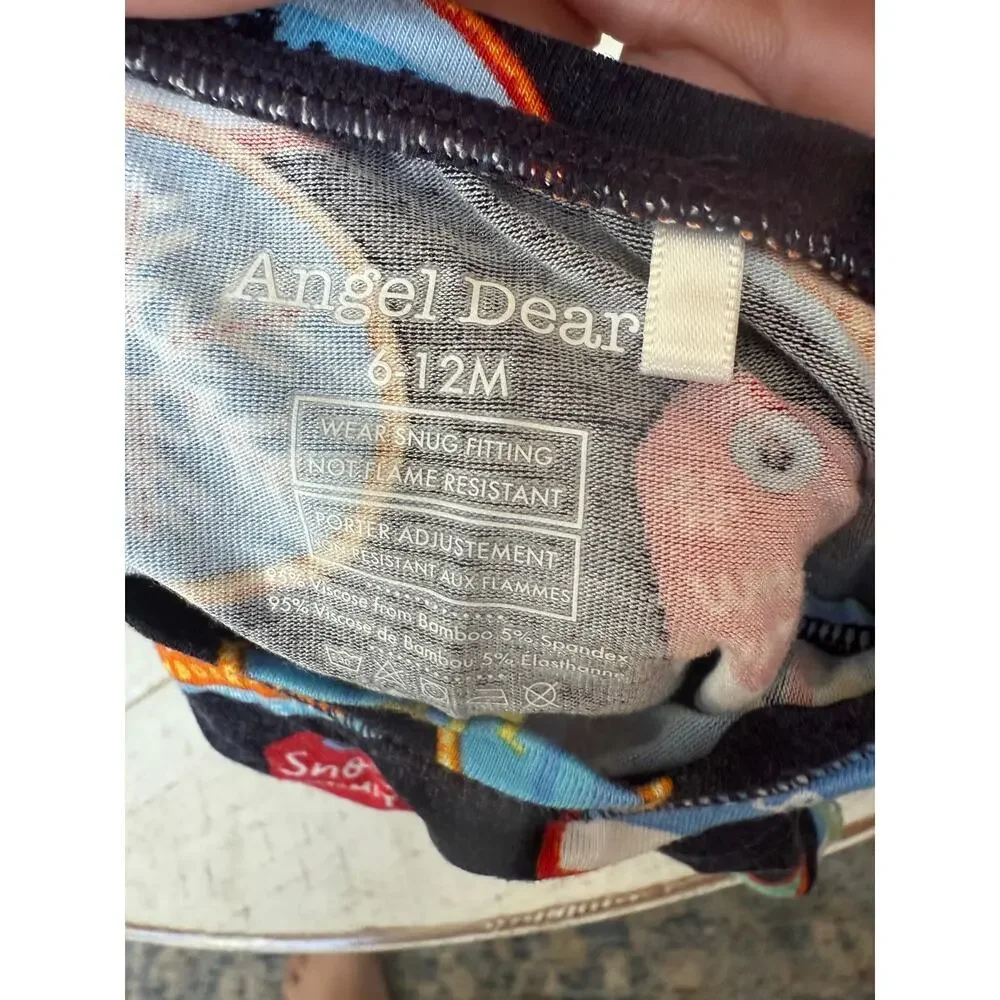 Angel Dear Baby Black Vintage Ski Patch Long Sleeve Loungewear Set Size 6-12 M - Picture 4 of 5